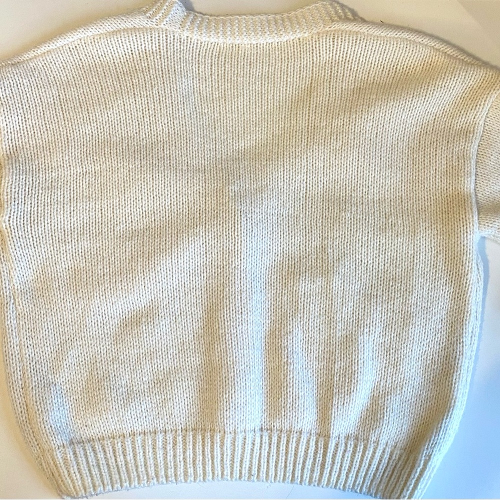 SOLD Creme/white Knit Cardigan with embroidered Pastel Flowers from Dreamers - Picture 8 of 9